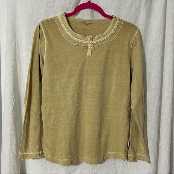 Woolrich Women's Medium Henley Top Long Sleeve buttery yellow color - Picture 1 of 5